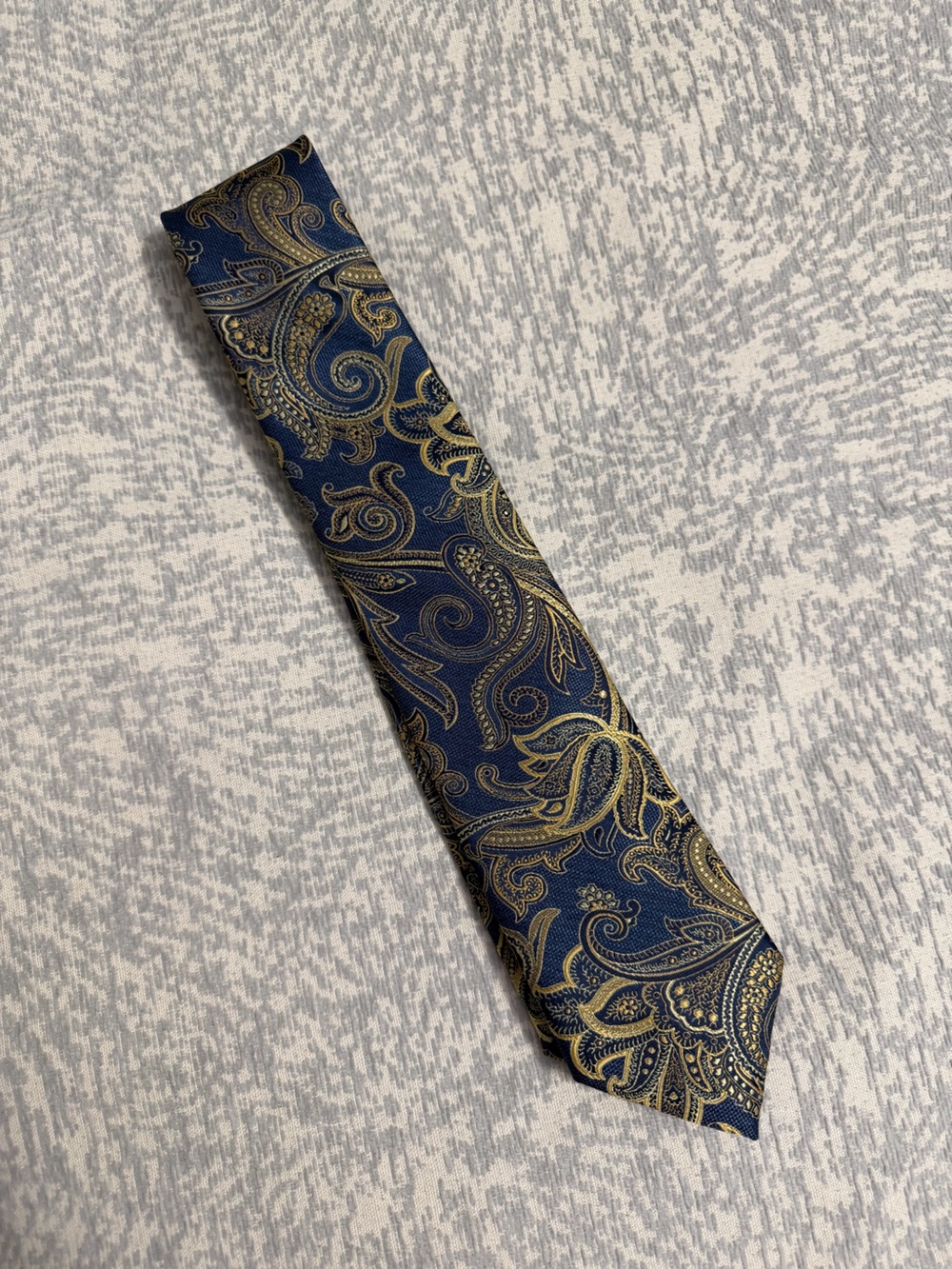 Perry Ellis Navy and Gold Paisley Tie